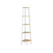 5-Tier Corner Shelf Unit – Natural Oak and Matte White – Versatile Design for Living Room and Plant Display