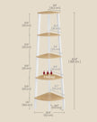 5-Tier Corner Shelf Unit – Natural Oak and Matte White – Versatile Design for Living Room and Plant Display