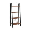 4-Tier Ladder Shelf – Wood and Metal – Hazelnut Brown and Black – Versatile Storage Solution for Living Room, Bedroom, and Kitchen