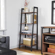 4-Tier Ladder Shelf – Wood and Metal – Hazelnut Brown and Black – Versatile Storage Solution for Living Room, Bedroom, and Kitchen