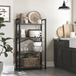 4-Tier Bookshelf – Engineered Wood – Rustic Brown – Industrial Design with Stable Iron Frame