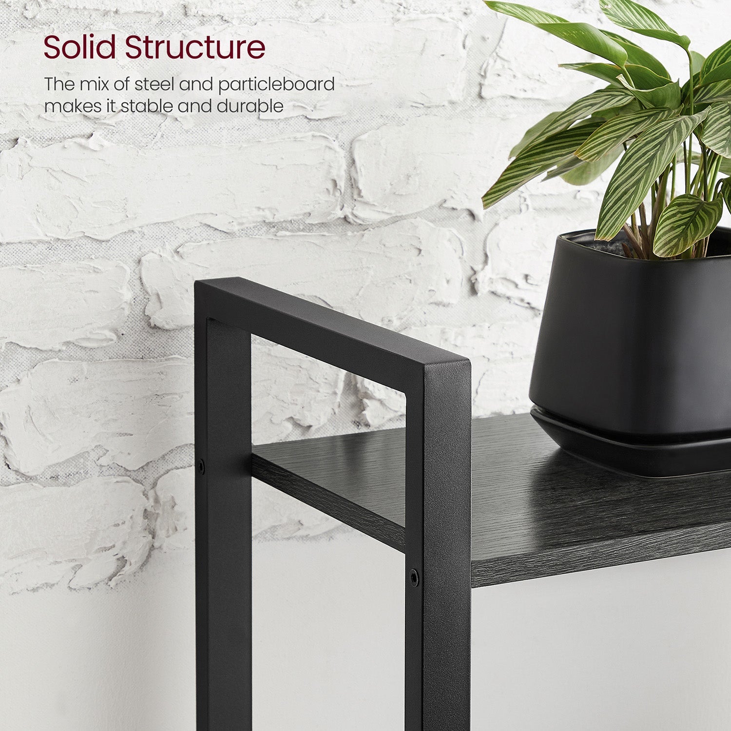4-Tier Bookshelf – Engineered Wood – Rustic Brown – Industrial Design with Stable Iron Frame