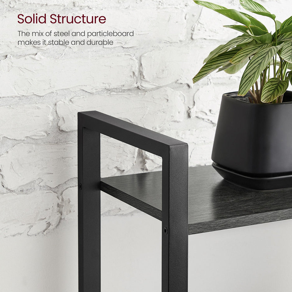 4-Tier Bookshelf – Engineered Wood – Rustic Brown – Industrial Design with Stable Iron Frame