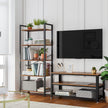 5-Tier Storage Rack – Steel Frame – Rustic Brown and Black – Industrial Style