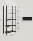 5-Tier Bookshelf – Steel Frame – Ebony Black and Ink Black – Industrial Style