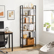 6-Tier Bookcase – Steel Frame – Special Walnut and Black – Freestanding Design