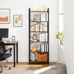6-Tier Bookcase – Steel Frame – Special Walnut and Black – Freestanding Design
