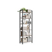 Industrial 6-Tier Bookcase – Steel – Heather Greige and Black – Adjustable Shelves