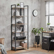 Industrial 6-Tier Bookcase – Steel – Heather Greige and Black – Adjustable Shelves