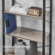 Industrial 6-Tier Bookcase – Steel – Heather Greige and Black – Adjustable Shelves