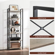 Industrial 6-Tier Bookcase – Steel – Heather Greige and Black – Adjustable Shelves