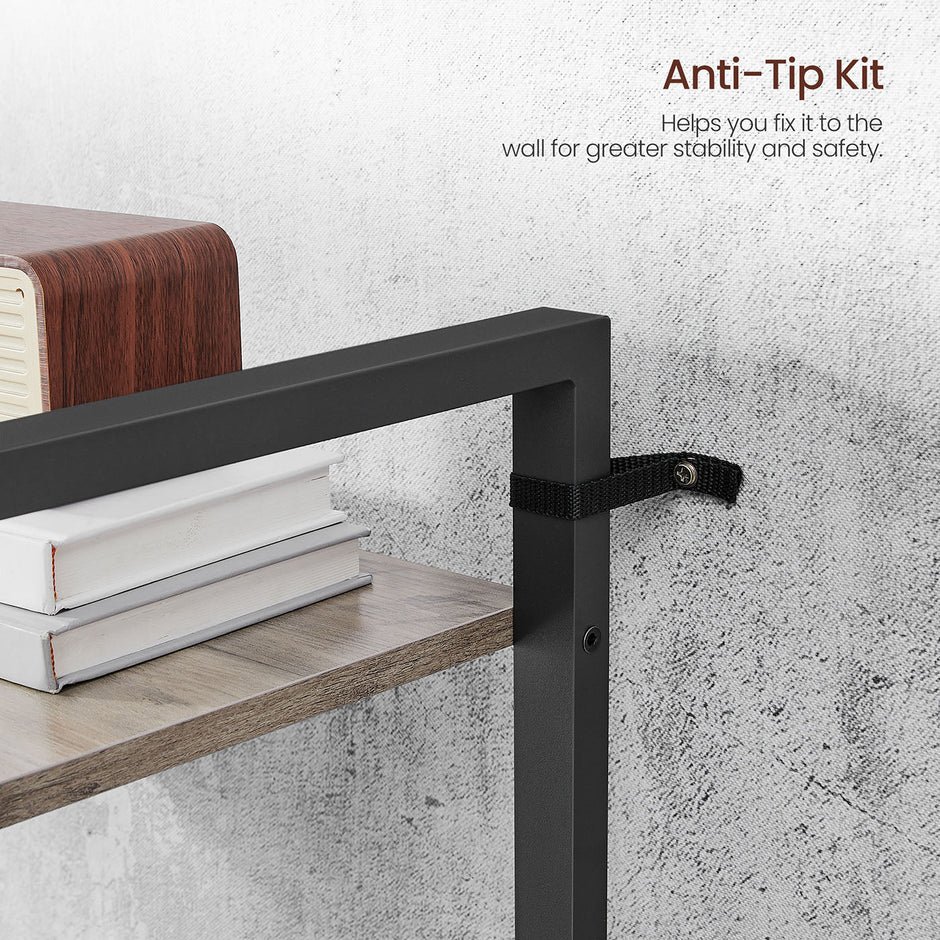 Industrial 6-Tier Bookcase – Steel – Heather Greige and Black – Adjustable Shelves
