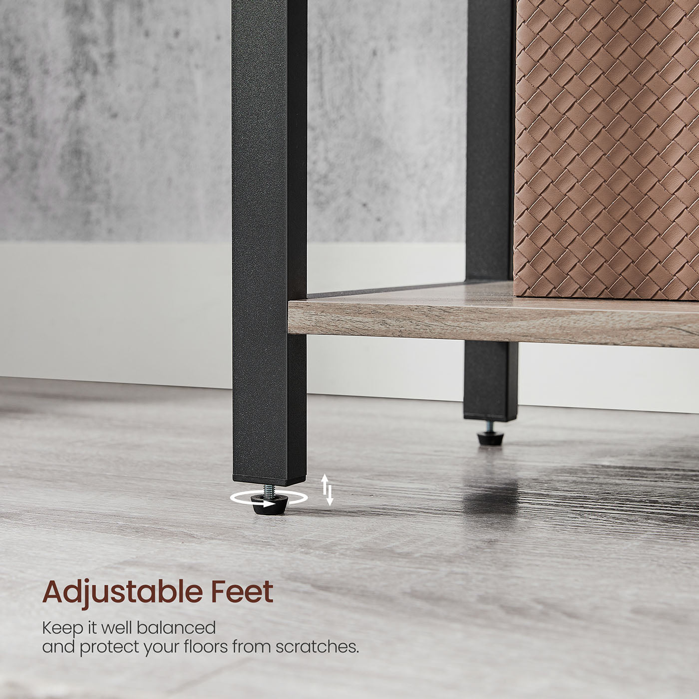 Industrial 6-Tier Bookcase – Steel – Heather Greige and Black – Adjustable Shelves