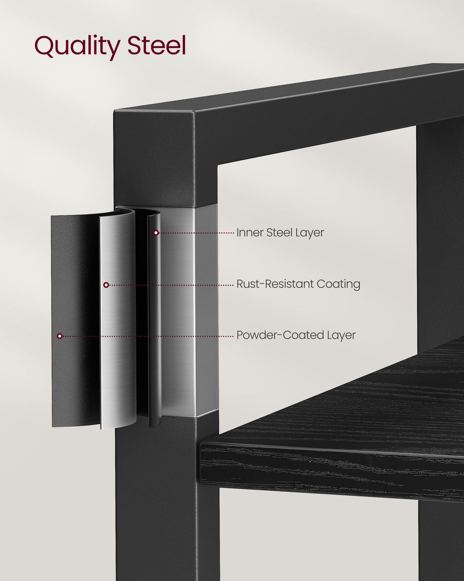 Freestanding Bookshelf – Steel – Ebony Black and Ink Black – 6-Tier Industrial Design