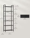 Freestanding Bookshelf – Steel – Ebony Black and Ink Black – 6-Tier Industrial Design