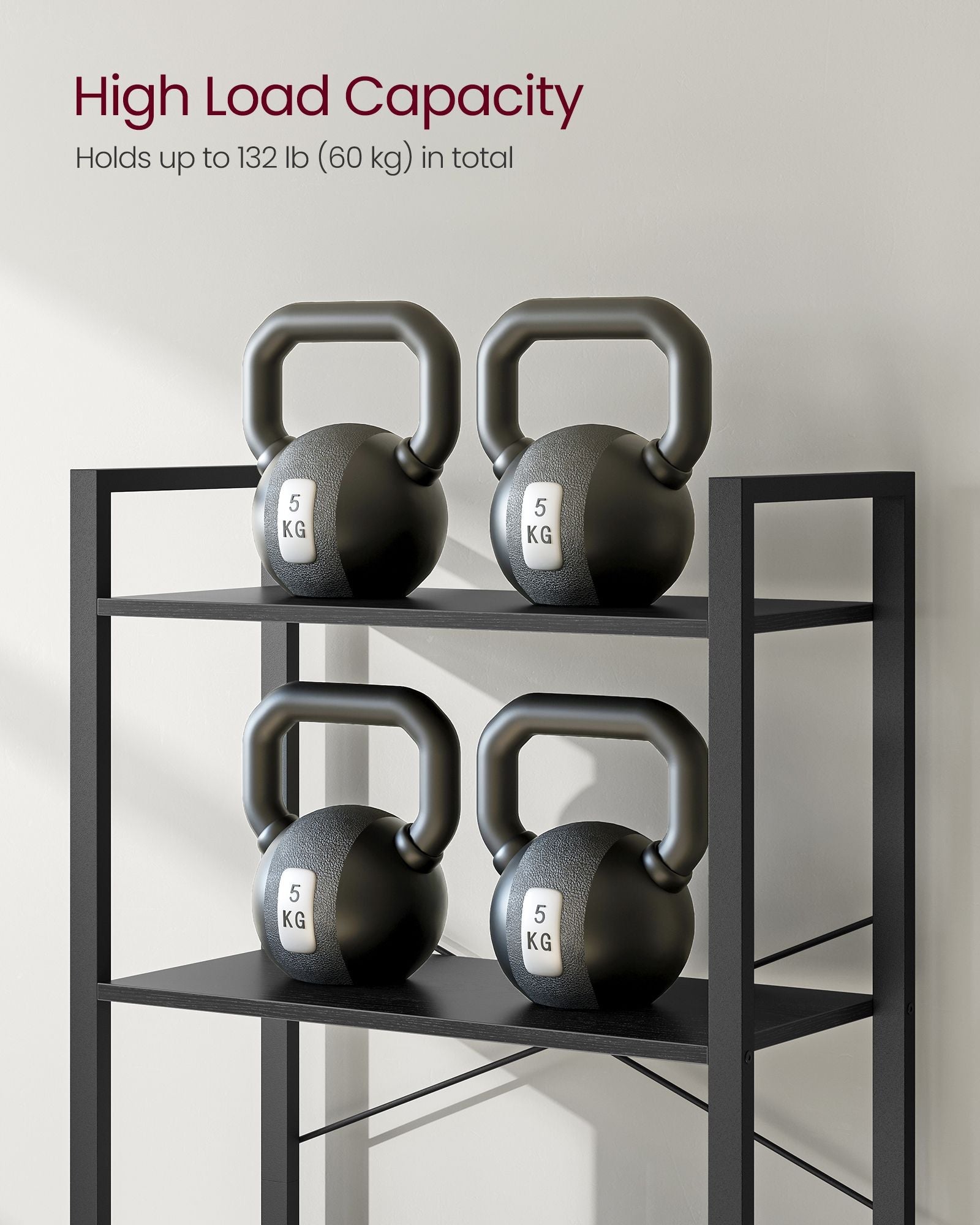 Freestanding Bookshelf – Steel – Ebony Black and Ink Black – 6-Tier Industrial Design