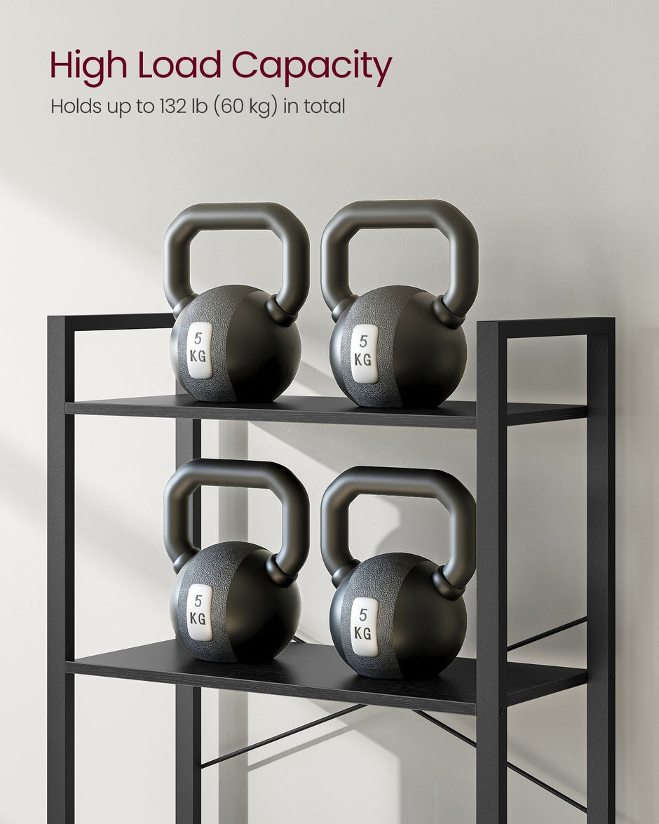 Freestanding Bookshelf – Steel – Ebony Black and Ink Black – 6-Tier Industrial Design