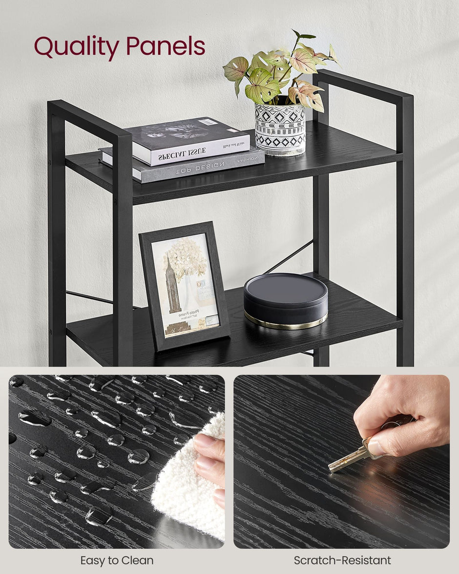 Freestanding Bookshelf – Steel – Ebony Black and Ink Black – 6-Tier Industrial Design