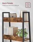 5 Tier Bookcase – Metal – Rustic Brown and Black – Freestanding Storage Shelf
