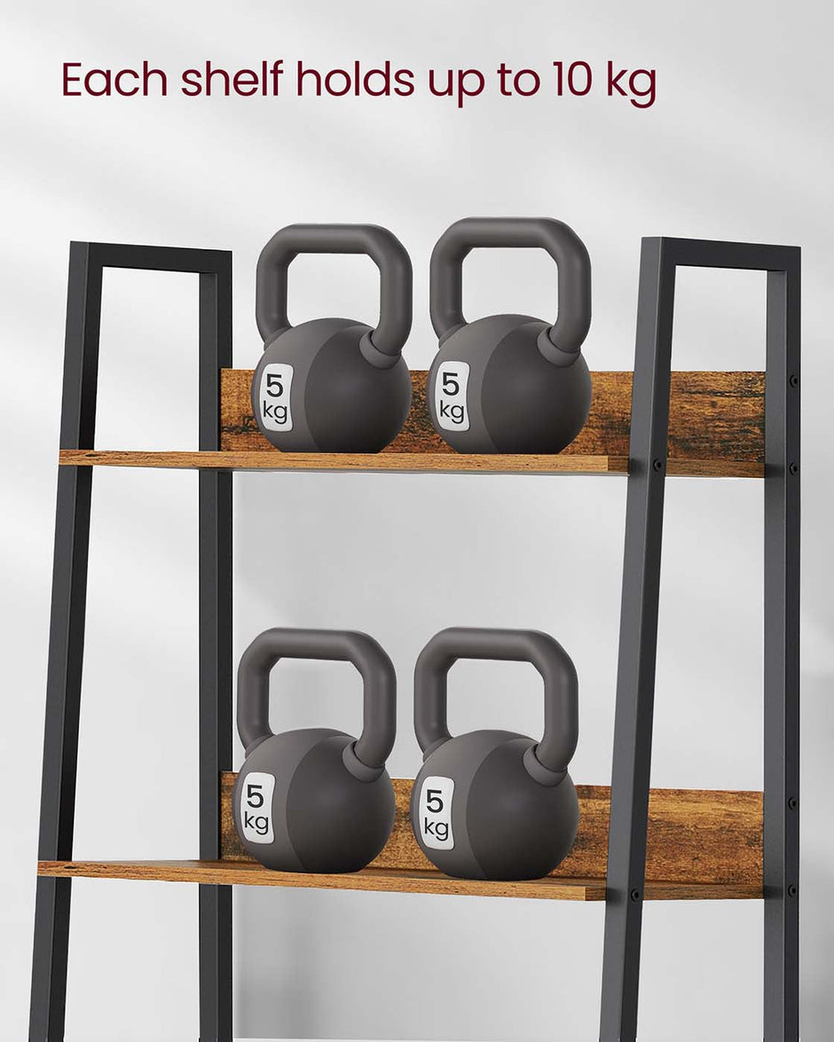 5 Tier Bookcase – Metal – Rustic Brown and Black – Freestanding Storage Shelf