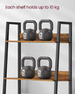 5 Tier Bookcase – Metal – Rustic Brown and Black – Freestanding Storage Shelf