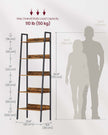 5 Tier Bookcase – Metal – Rustic Brown and Black – Freestanding Storage Shelf