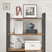 Tall Bookshelf – Steel Frame – Rustic Brown and Ink Black – 6-Tier Freestanding Shelf Unit