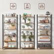 Tall Bookshelf – Steel Frame – Rustic Brown and Ink Black – 6-Tier Freestanding Shelf Unit