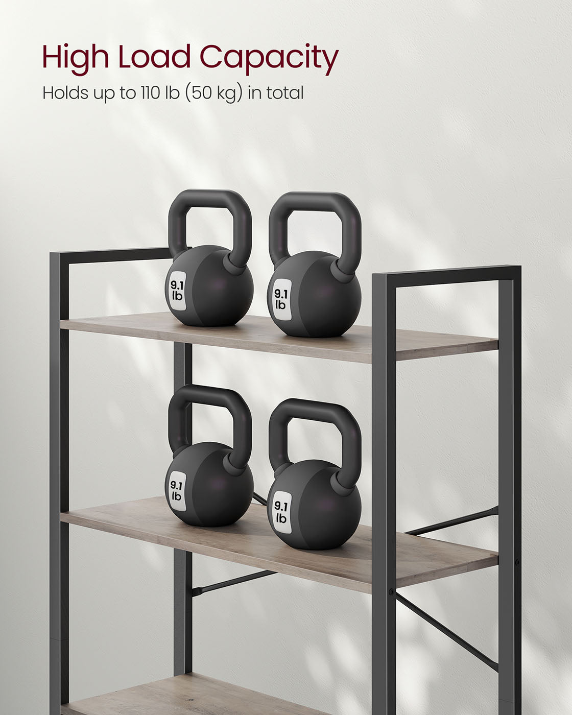 6-Tier Bookshelf – Steel Frame – Special Walnut and Black – Freestanding Design for Living Room, Bedroom, Home Office