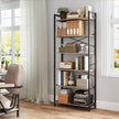 6-Tier Bookshelf – Steel Frame – Special Walnut and Black – Freestanding Design for Home Office and Living Room