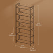 6-Tier Bookshelf – Steel Frame – Special Walnut and Black – Freestanding Design for Home Office and Living Room