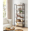 6-Tier Tall Bookshelf – Steel Frame – Special Walnut and Black – Freestanding Unit for Living Room, Bedroom, Home Office