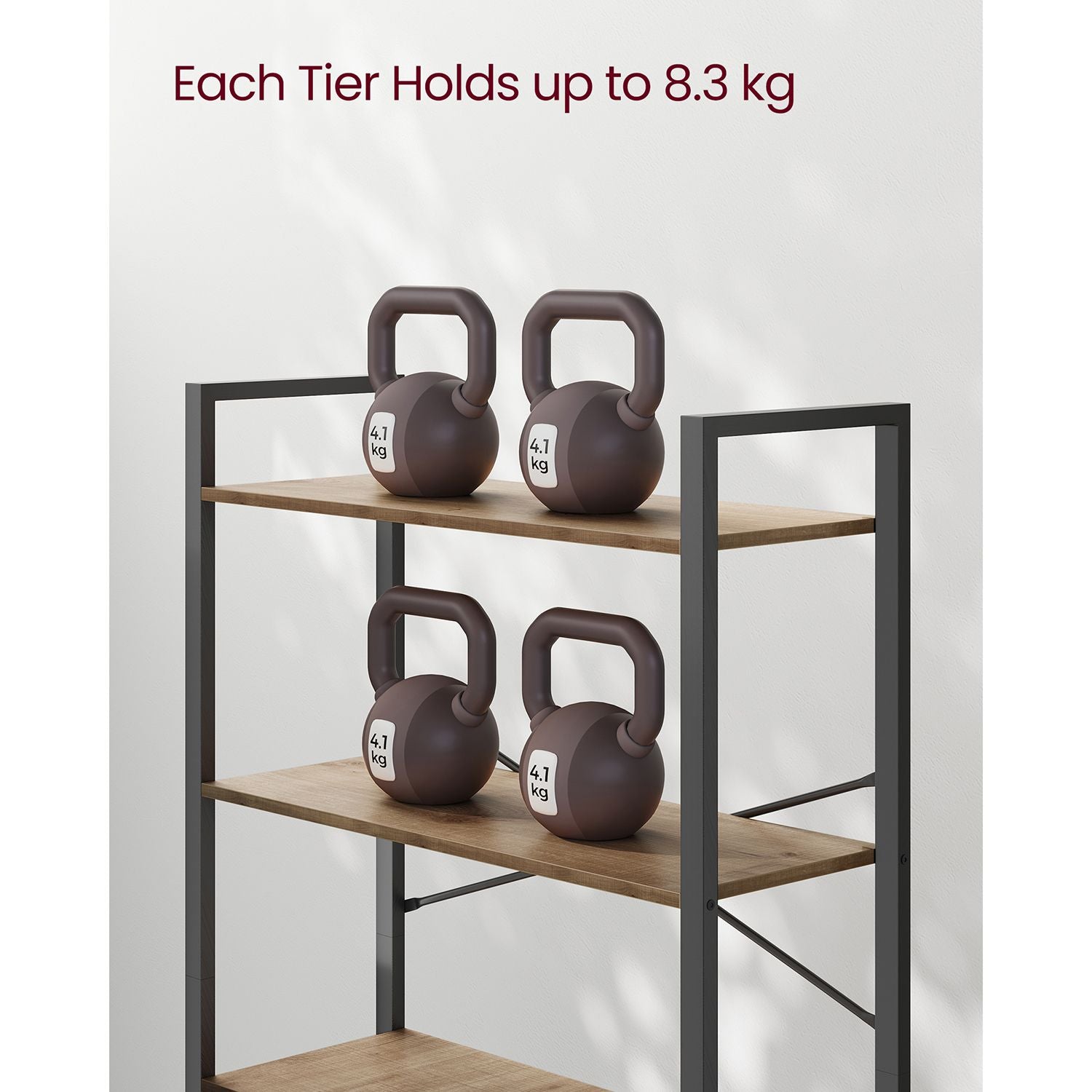 6-Tier Tall Bookshelf – Steel Frame – Special Walnut and Black – Freestanding Unit for Living Room, Bedroom, Home Office