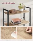 6-Tier Freestanding Tall Bookshelf – Steel Frame – Camel Brown and Ink Black – Industrial Design