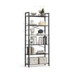 Tall Bookshelf – Steel Frame – Rustic Brown and Ink Black – 6-Tier Freestanding Shelf Unit