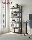 Freestanding Bookshelf – Steel – Ebony Black and Ink Black – 6-Tier Industrial Design