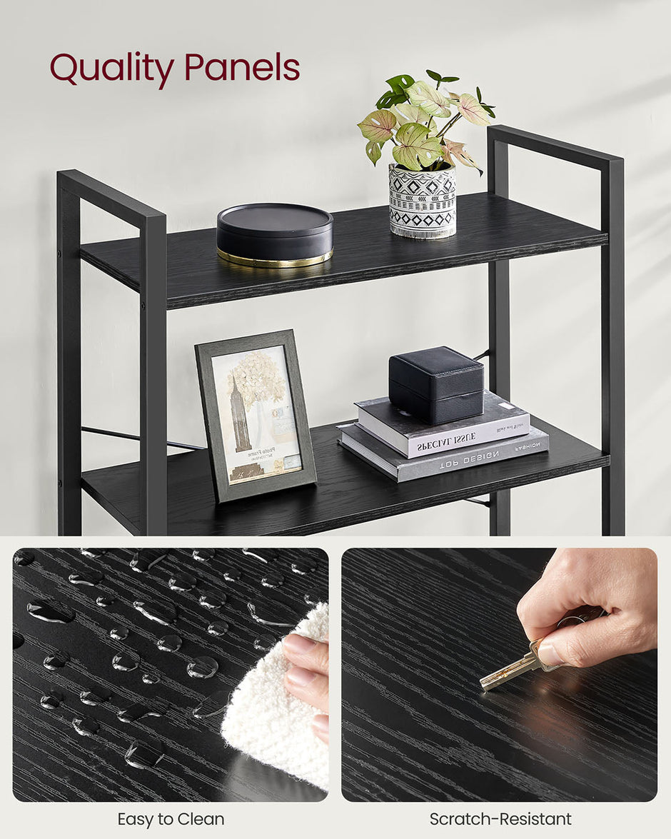 Freestanding Bookshelf – Steel – Ebony Black and Ink Black – 6-Tier Industrial Design