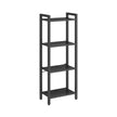 4-Tier Bookshelf – Engineered Wood – Ebony Black and Ink Black – Industrial Design for Office and Living Spaces