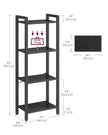 4-Tier Bookshelf – Engineered Wood – Ebony Black and Ink Black – Industrial Design for Office and Living Spaces