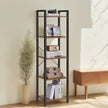5-Tier Bookcase – Wood and Metal – Rustic Brown and Black – Freestanding Storage for Home Office and Living Room