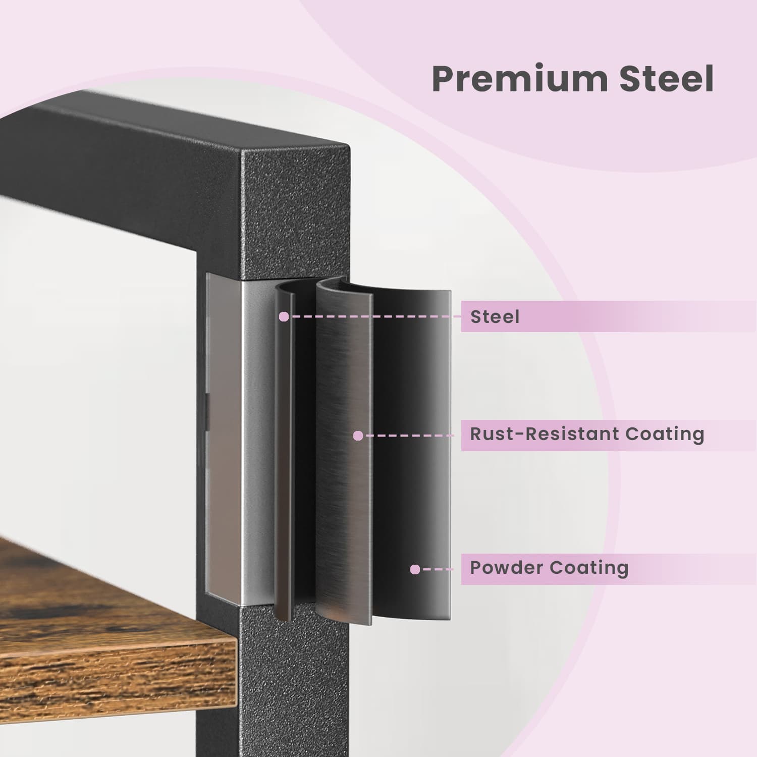 5-Tier Bookcase – Wood and Metal – Rustic Brown and Black – Freestanding Storage for Home Office and Living Room