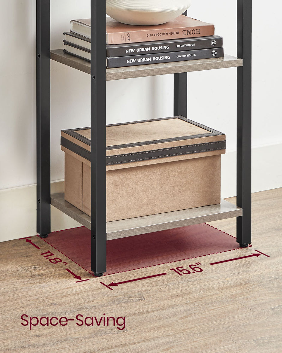 5-Tier Bookshelf – Steel Frame – Rustic Brown and Black – Industrial Style