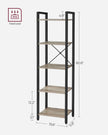 5-Tier Bookshelf – Steel Frame – Rustic Brown and Black – Industrial Style