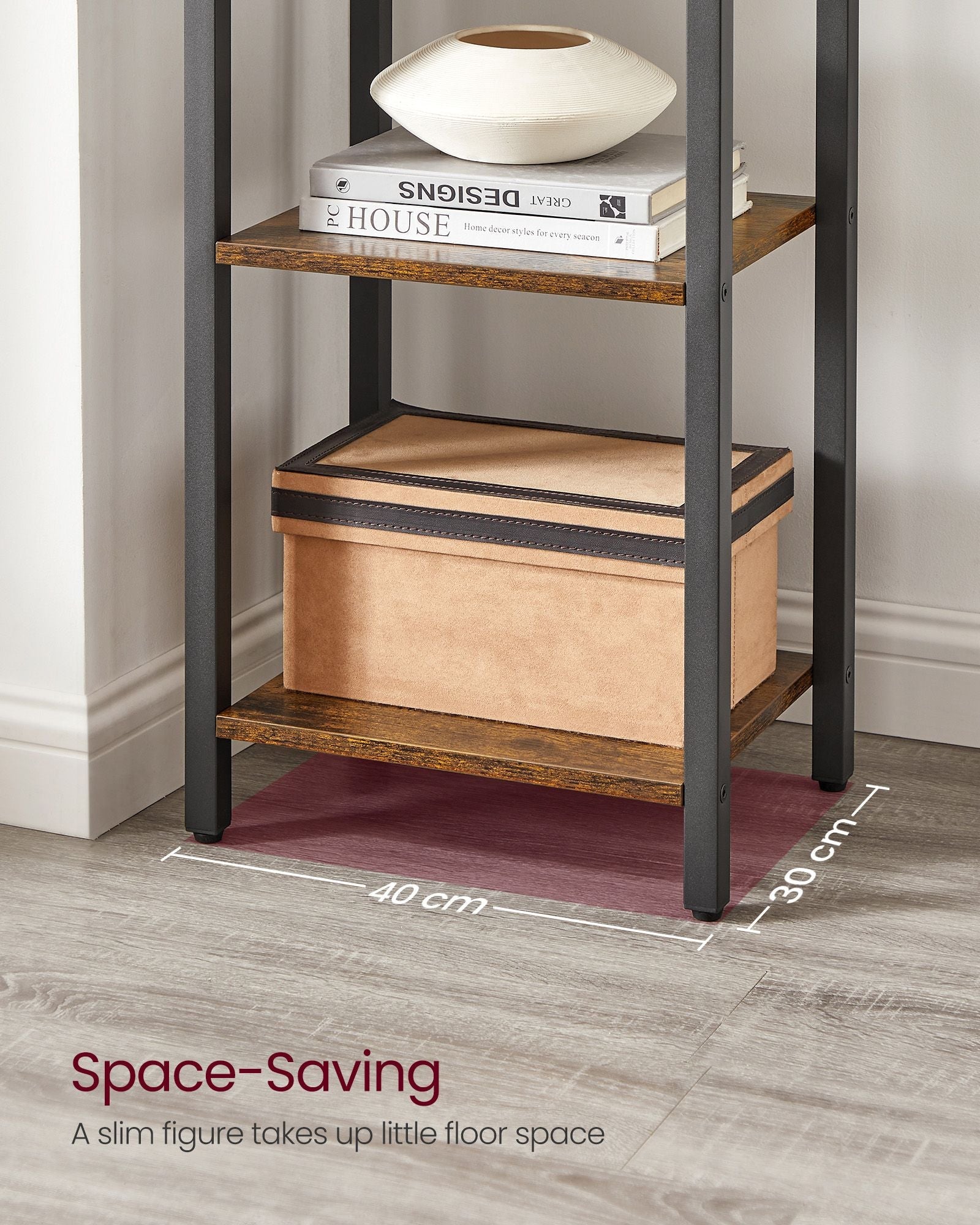 6-Tier Bookshelf – Wood and Metal – Rustic Brown and Black – Open Storage Design for Office and Living Room