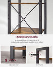 6-Tier Bookshelf – Wood and Metal – Rustic Brown and Black – Open Storage Design for Office and Living Room