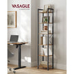 6-Tier Bookshelf – Engineered Wood – Rustic Brown and Black – Open Storage Shelving