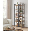 6-Tier Bookshelf – Engineered Wood – Rustic Brown and Black – Open Storage Shelving