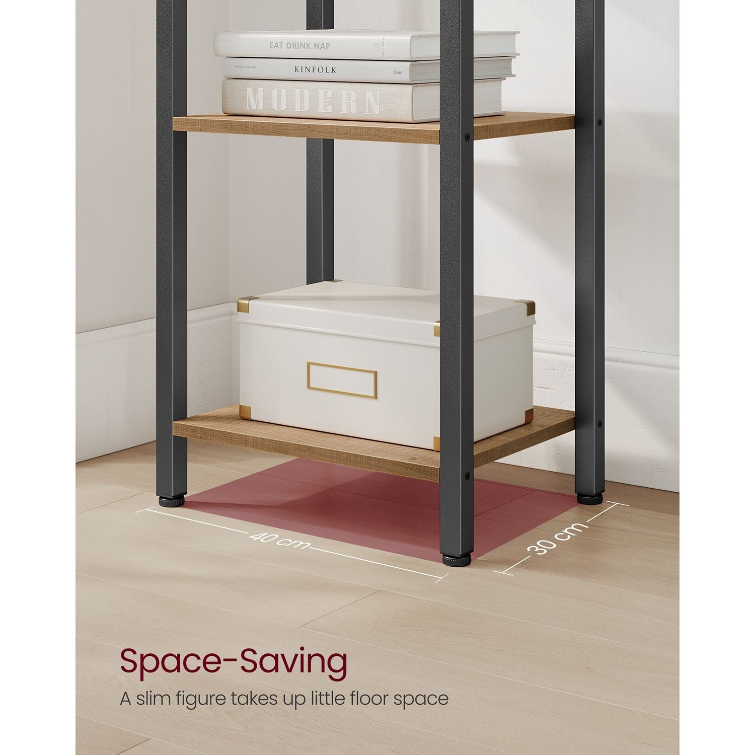 6-Tier Bookshelf – Engineered Wood – Rustic Brown and Black – Open Storage Shelving