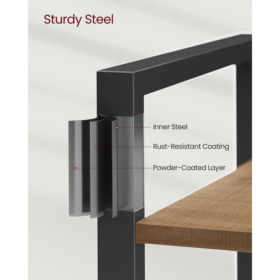 6-Tier Bookshelf – Engineered Wood – Rustic Brown and Black – Open Storage Shelving