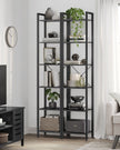6-Tier Bookshelf – Particle Board – Ebony Black and Ink Black – Open Storage Design